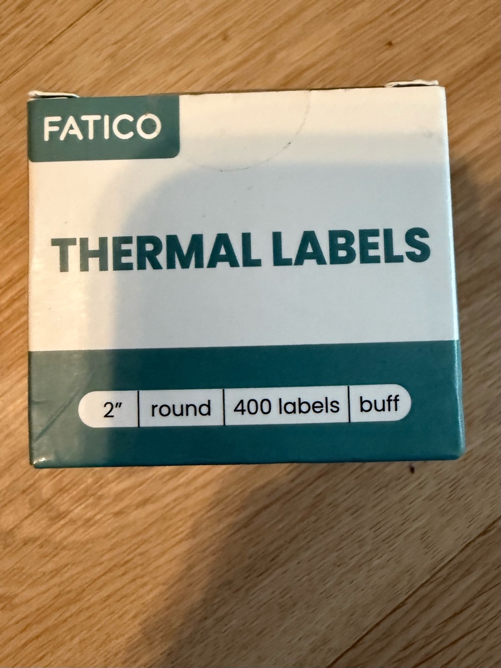 Fatico Buff Thermal Labels - 2" Round, 400 Count